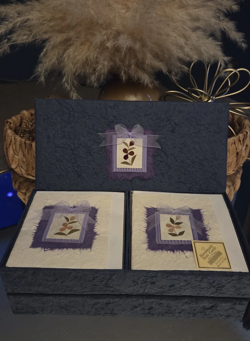 Handmade Botanical Note Card Set | 12 Cards & Envelopes in Decorative Gift Box